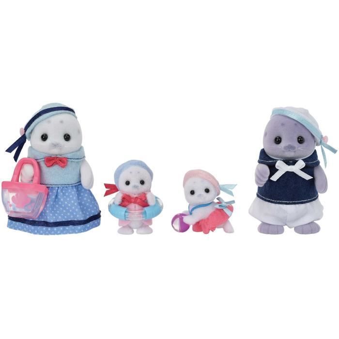 Famiglia Articolata - SYLVANIAN FAMILIES - Famiglia di Foche - 4 Personaggi e Accessori da Spiaggia