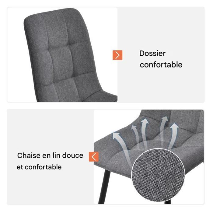 Mesa de comedor con 4 sillas, conjunto moderno de mesa y sillas para cocina/sala de estar, sillas de lino gris oscuro, patas de mesa doradas