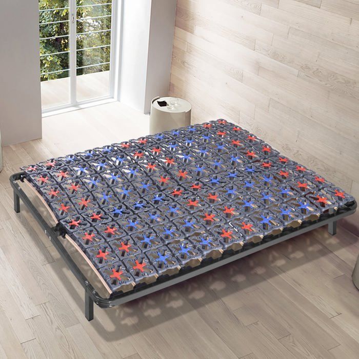 Base letto a doghe Springluxe 90x190 di Sampur | Resistente e confortevole - Doghe regolabili - Gambe incluse - Robusta struttura in acciaio verniciato a polvere epossidica