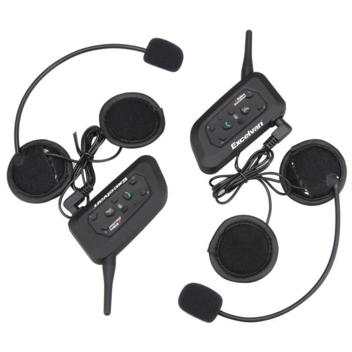 Intercomunicador Bluetooth para Motocicleta - EXCELVAN - V6 - Pacote com 2 unidades - Comunicação sem fio - À prova d'água