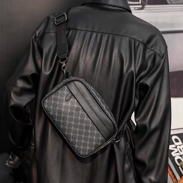 Sacoche Homme Bandouliere - XJYDNCG - Cuir - Vintage - pour le travail,les voyages  - Noir