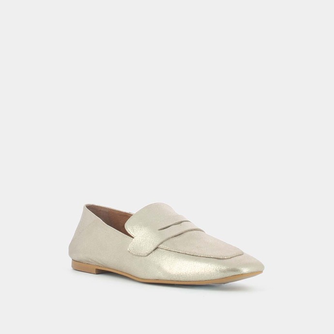 Mocassins  en cuir platine
