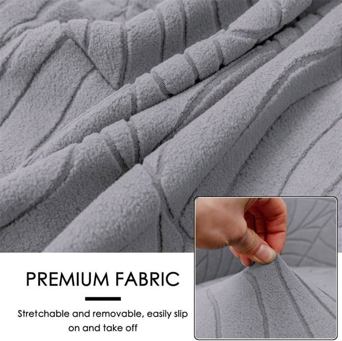 Housse De Canapé Jacquard Feuille, Housse De Protection Pour Fauteuil De Club - Très Extensible - Amovible Et Lavable - Gris Foncé