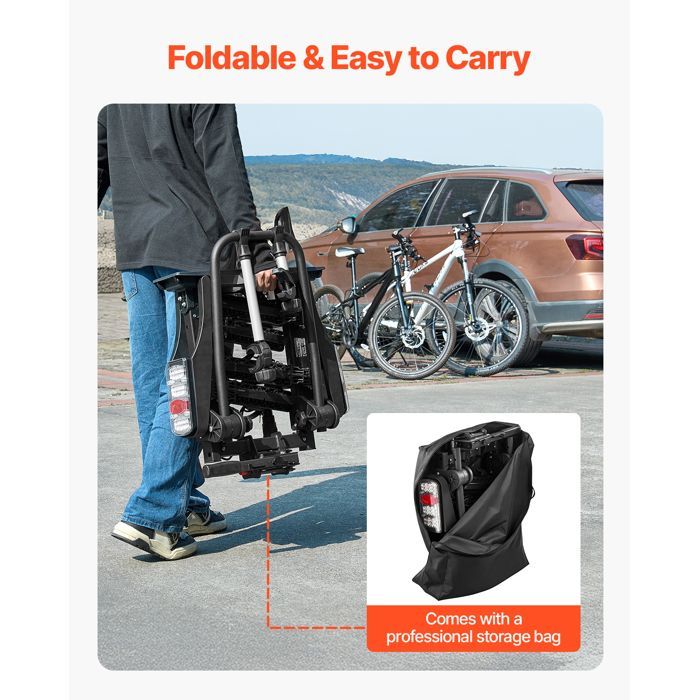 Portabiciclette DUOKU JH803 - Pieghevole e bloccabile - 2 biciclette - Attacco da 5 cm