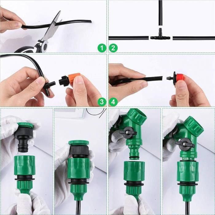 Kit di irrigazione a goccia - 149 pezzi - Risparmio idrico - Irrigazione precisa - Protezione UV KIT DI IRRIGAZIONE COMPLETO