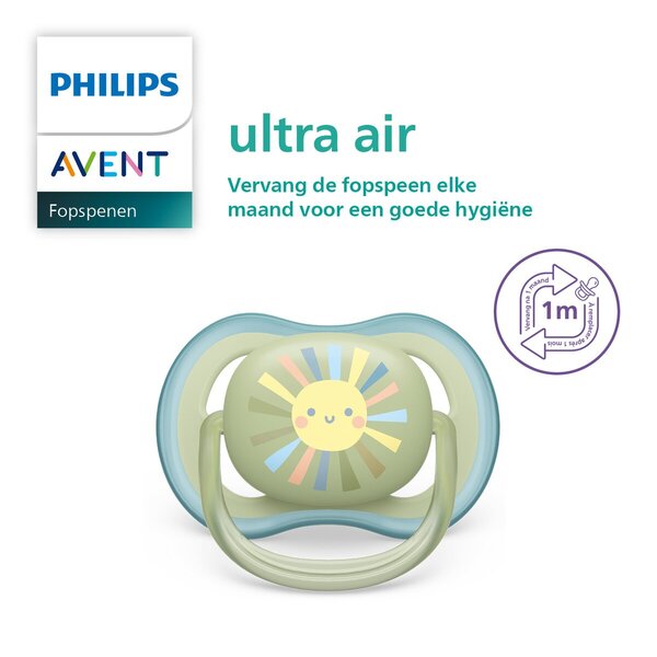 Philips Avent Ultra Air 0-6M SCF085/58 Fopspeen<br>groen, blauw