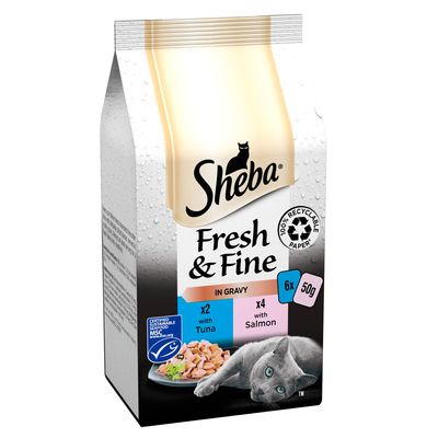 Sheba Fresh & Fine -ruoka kastikkeessa -minipussit, säästöpakkaus 12 x 50 g