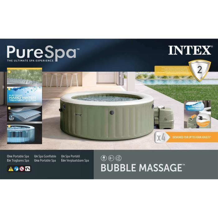 INTEX Opblaasbare Spa - Olijfgroen - 196 x 196 x 71 cm - 4 Personen - Vierkant - 28426NP