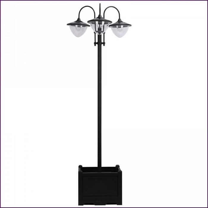 Set de 3 lanternes solaires Outsunny - Lampe de sol jardin rustique pot à fleurs IP44 Noir