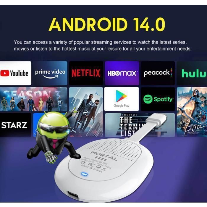Boitier iptv Android TV Box Smart TV Box WiFi 2+16GB Quad-Core TV Box Android 14.0 4K/3D HD Multimedia - Q2Ultra