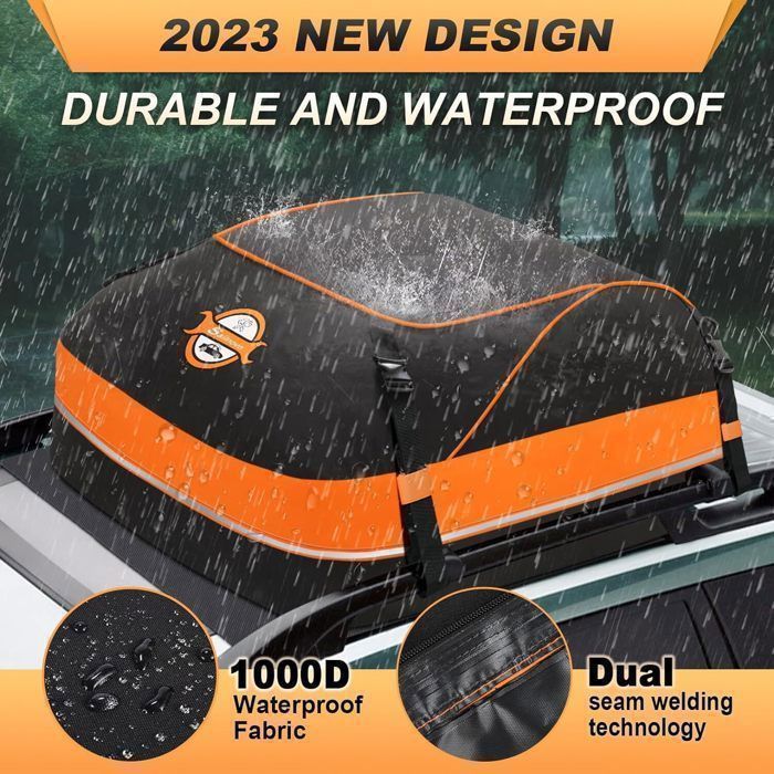 Sac De Toit Voiture -Sailnovo- 450L, Coffre Toit Voiture Pliable,Étanche Tissu d’Oxford et Zip,Convient avec/sans Barres de Toit