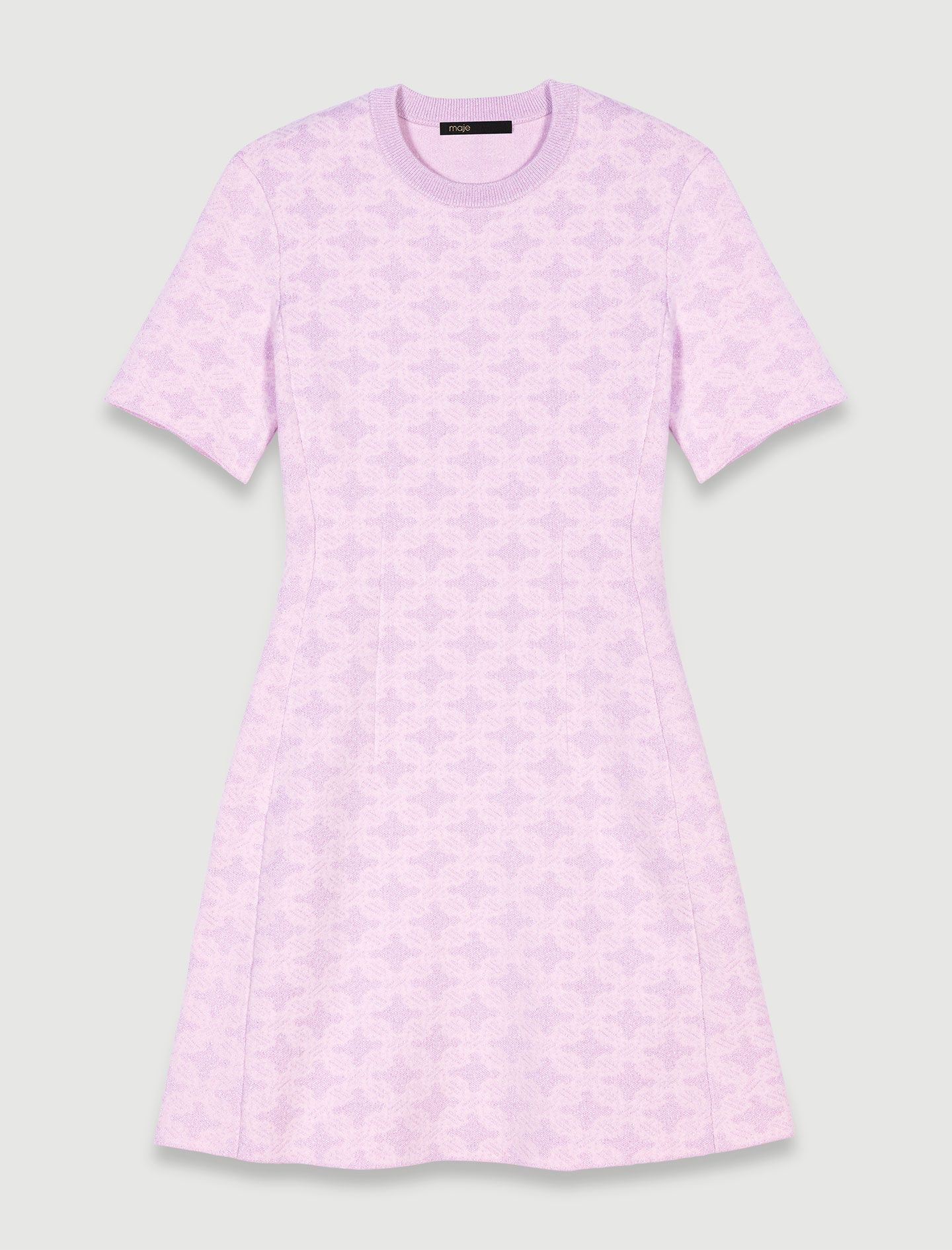 Rochie scurtă din tricot jacquard - Roz deschis