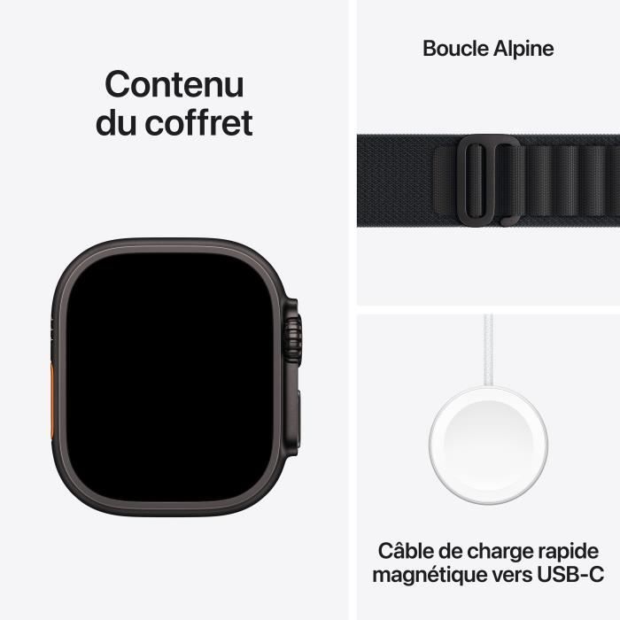 Apple Watch Ultra 3 GPS + Cellular - 49 mm - Cassa in titanio nero - Cinturino Alpine Loop nero - Taglia piccola