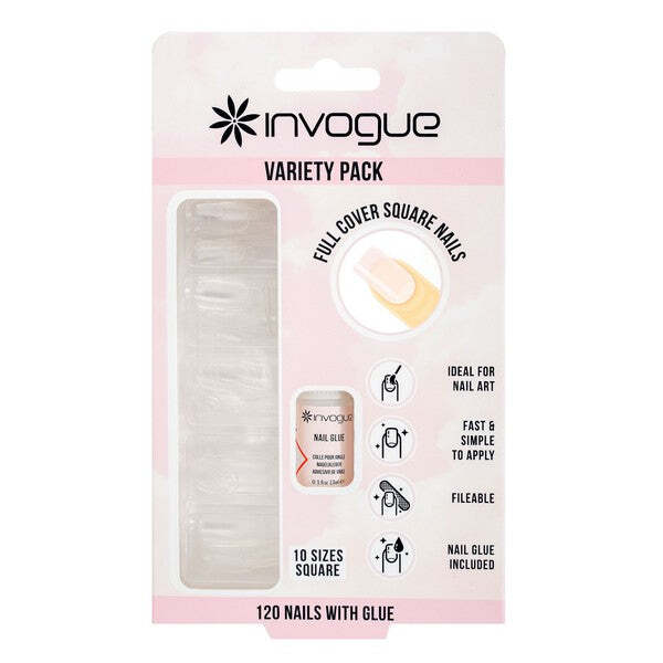Invogue Full Cover Square Nails - balení 120 kusů
