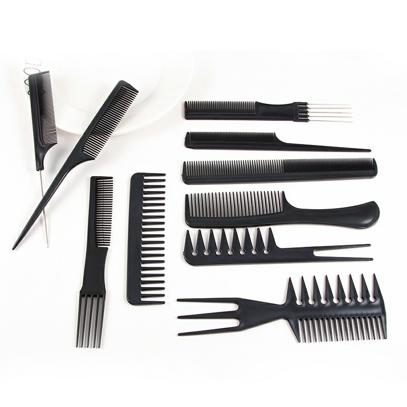 Pettine da barbiere nero, strumento antistatico per lo styling, riduce la caduta dei capelli, denti morbidi, spazzola per capelli, accessori da barbiere