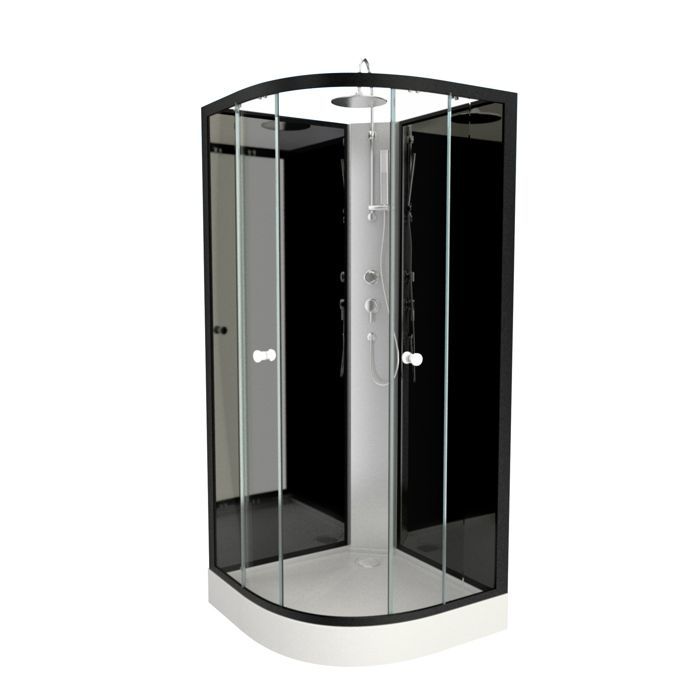 Mampara de ducha de grafito - AURLANE - 85 x 85 x 230 cm - Cristal - Negro grafito - Gris - 5 mm