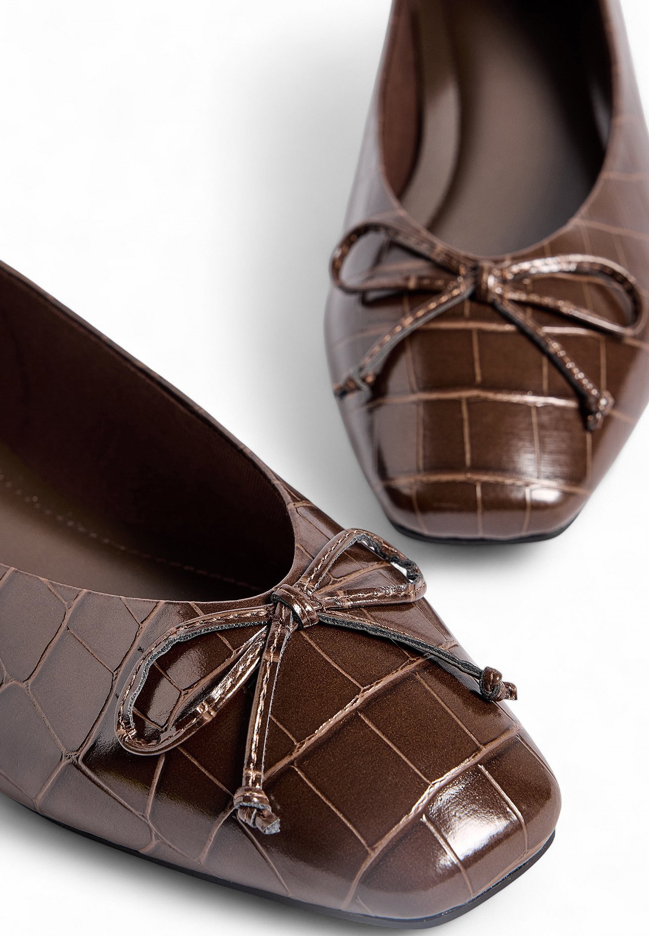NA-KD SQUARED TOE BOW - Sapatilhas de balé - marrom