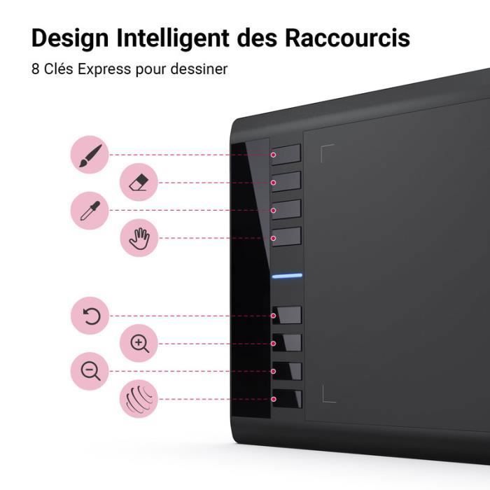 Mesa digitalizadora ultrafina UGEE M708 de 10x6 polegadas com caneta sem bateria, 8192 níveis de pressão e 8 teclas de atalho para desenho.