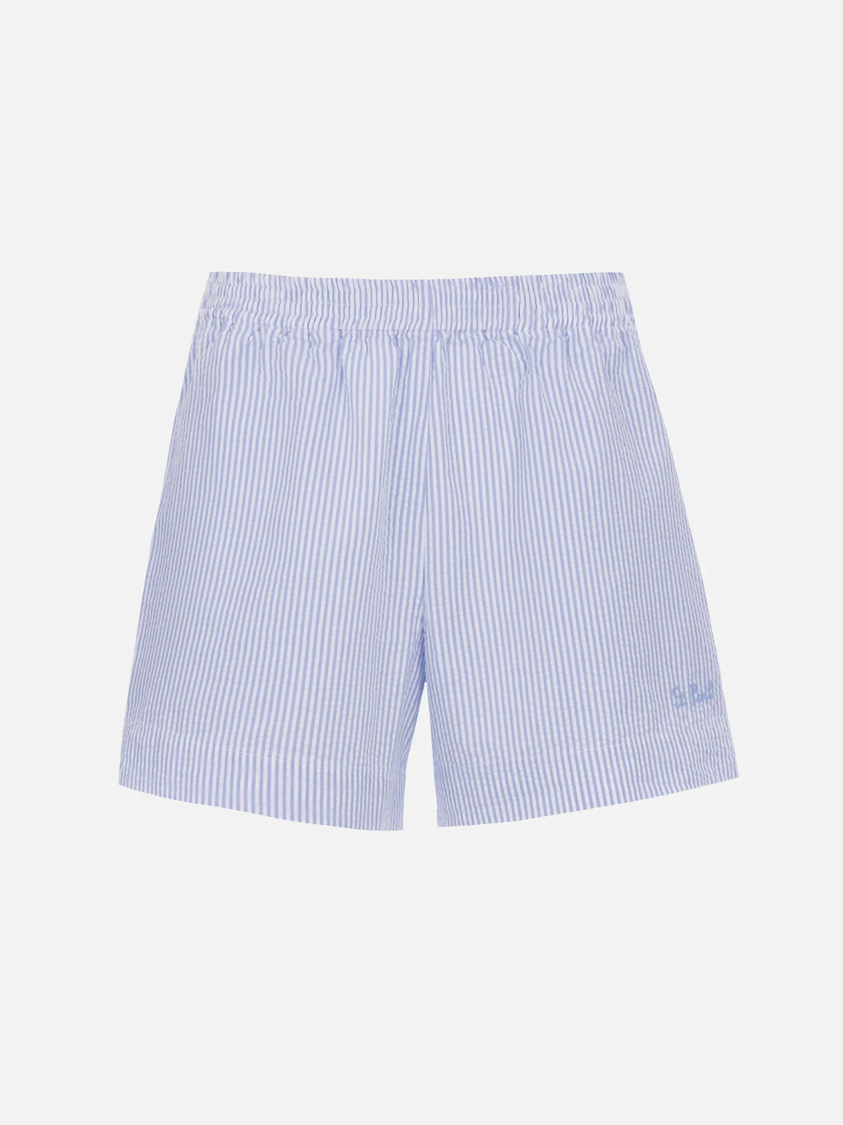 Meave gestreepte seersucker pull-up damesshorts