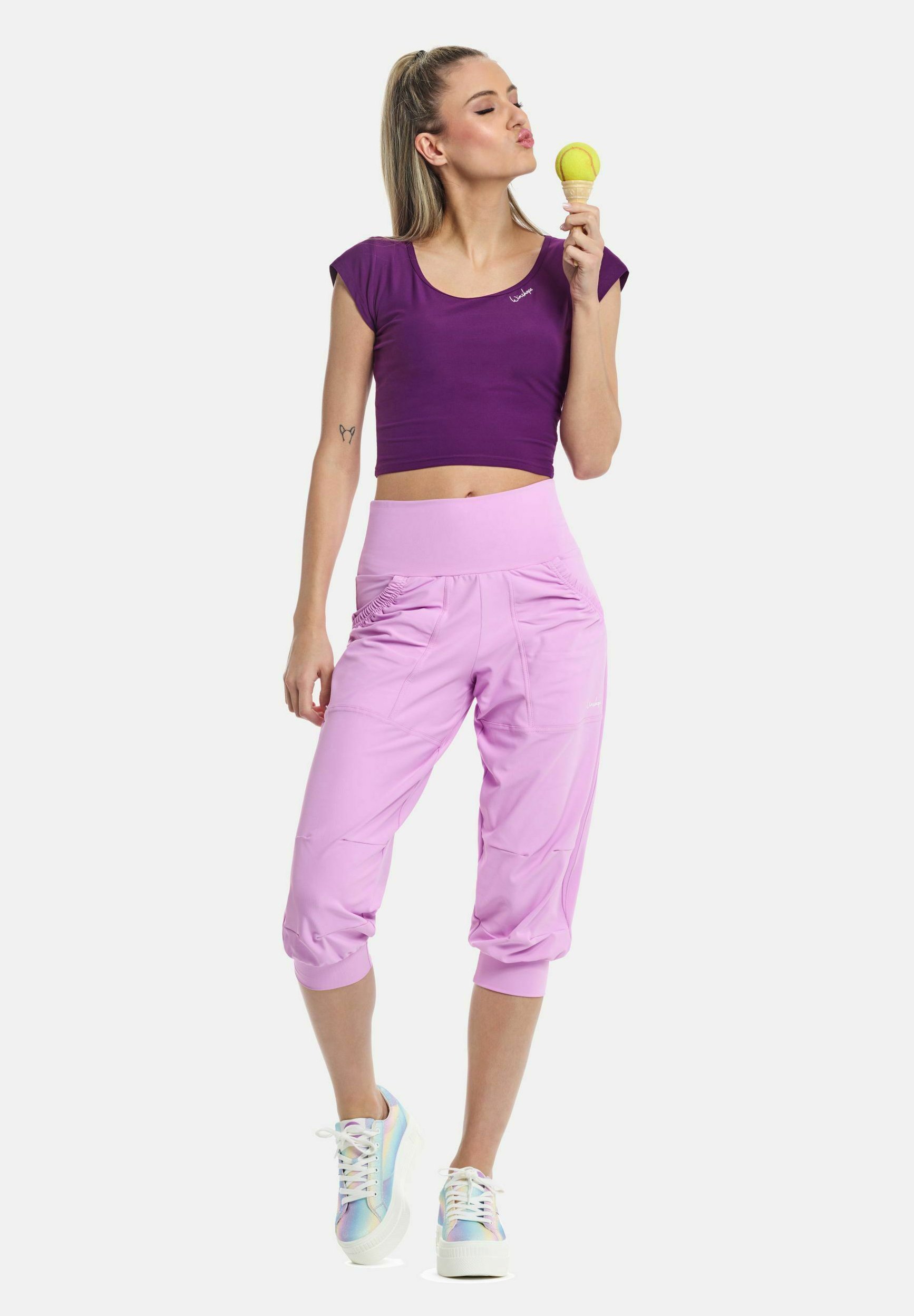 Camiseta esportiva Winshape FUNCTIONAL LIGHT AND SOFT CROPPED KURZARM - cor ameixa escura