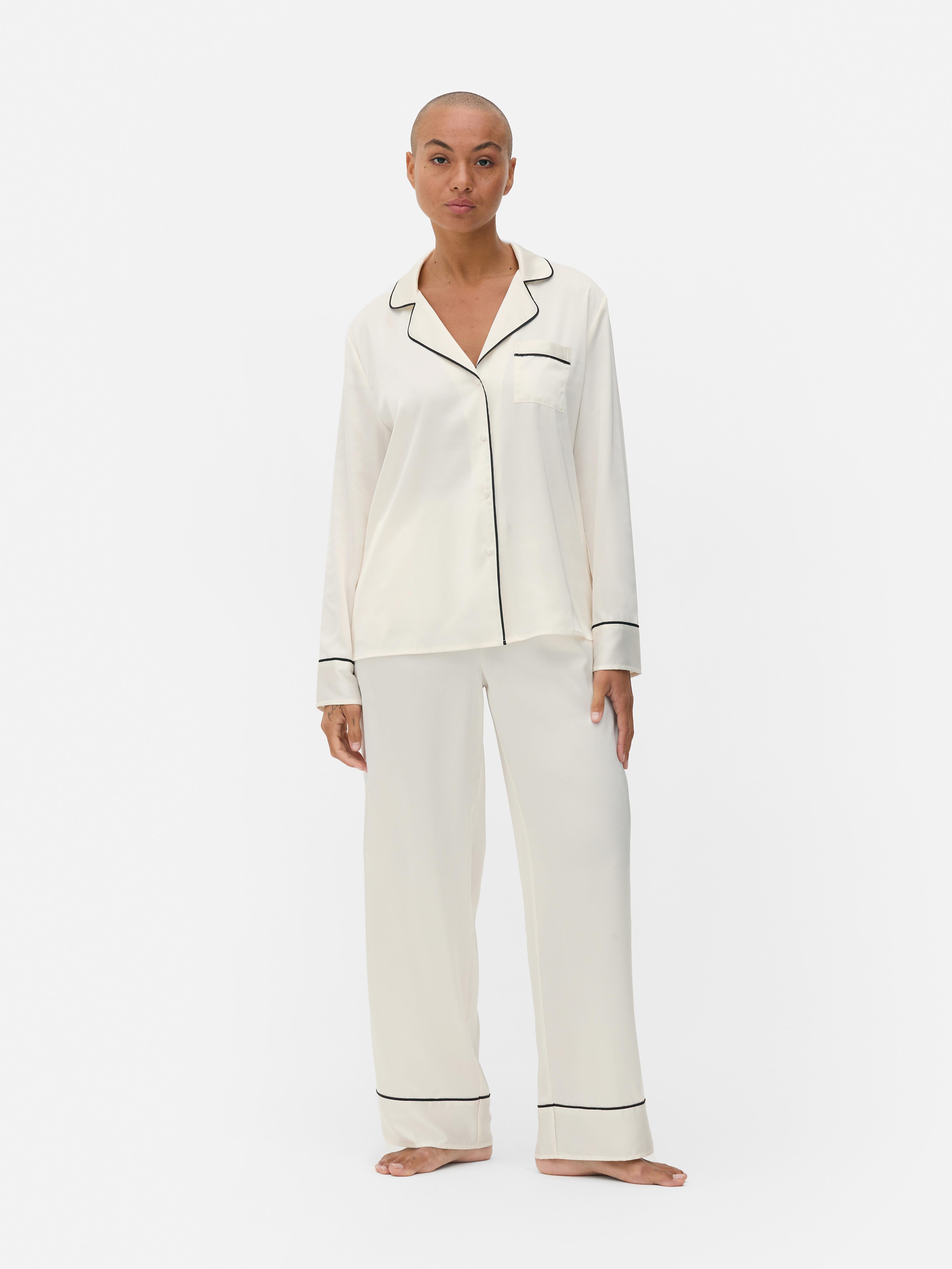 Set de pijamale din satin cu mânecă lungă Simțiți luxul pijamalelor noastre din satin cu mânecă lungă
