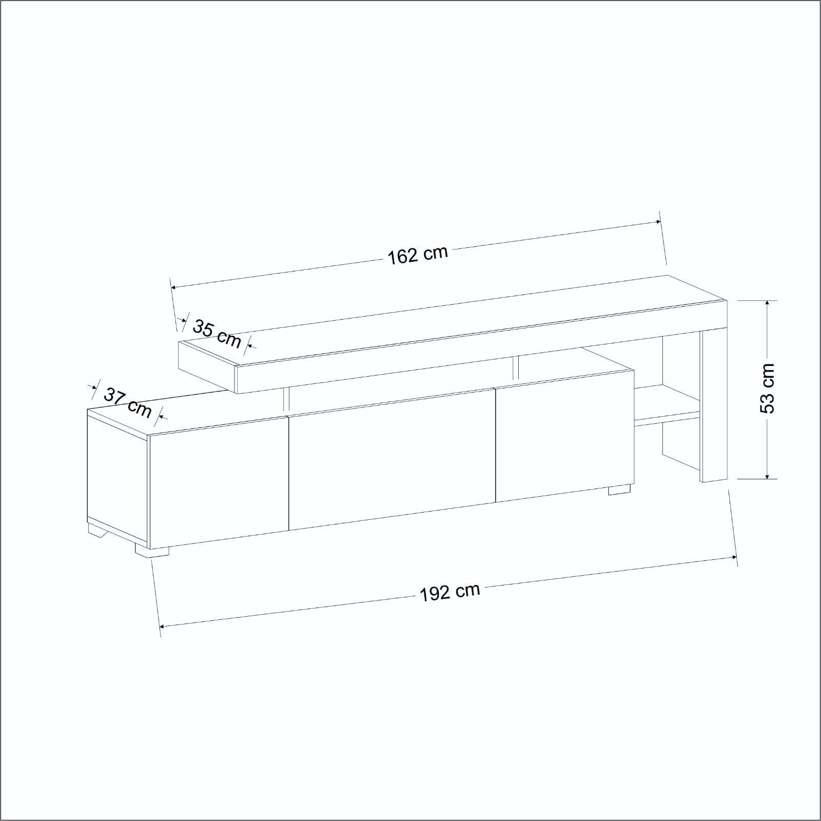 TV-Ständer mit LED-Beleuchtung - BELIZ - Weiß - 192 x 53 x 37 cm
