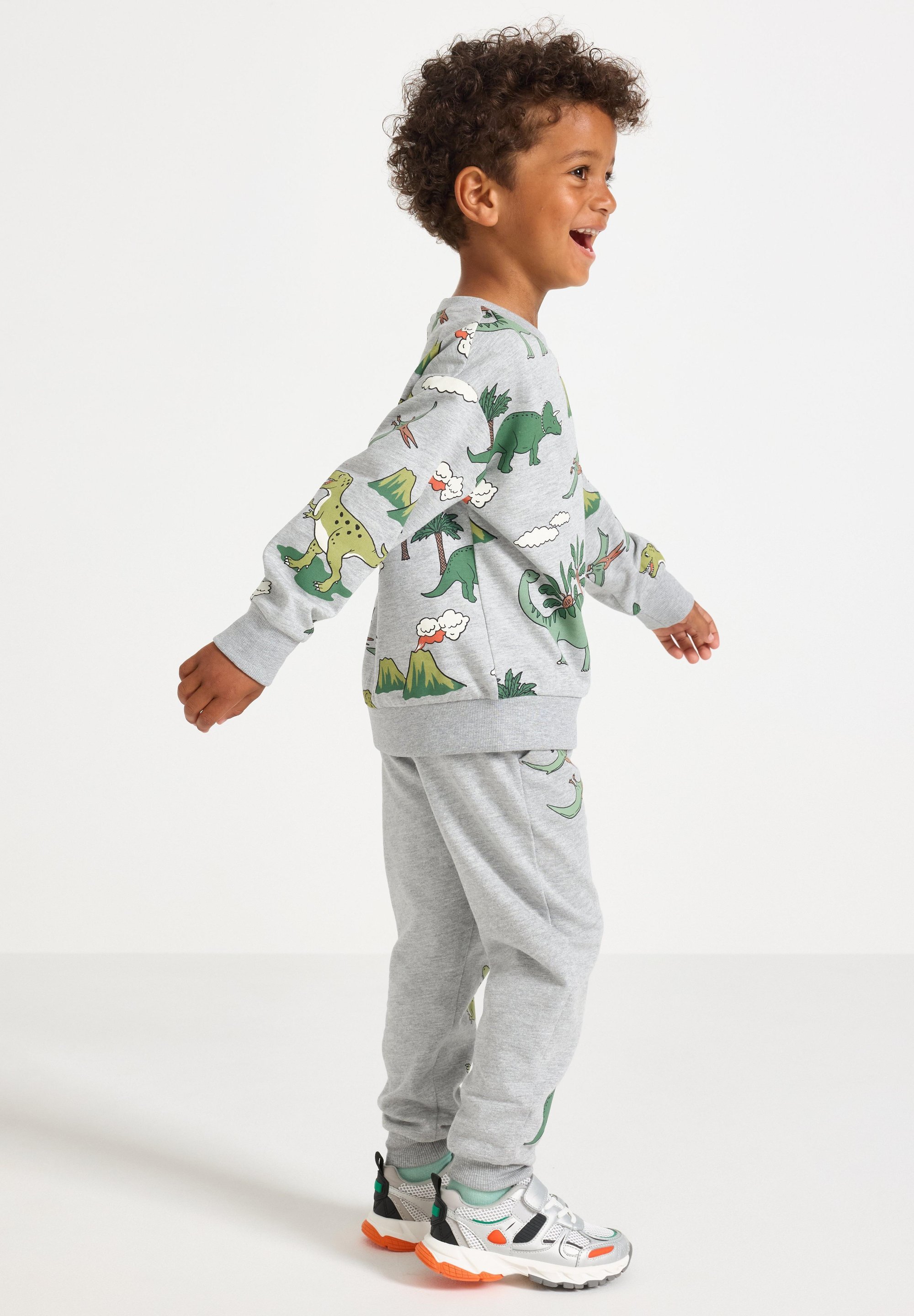 Lindex joggingbroek met dinosaurusprint - trainingsbroek - grijs