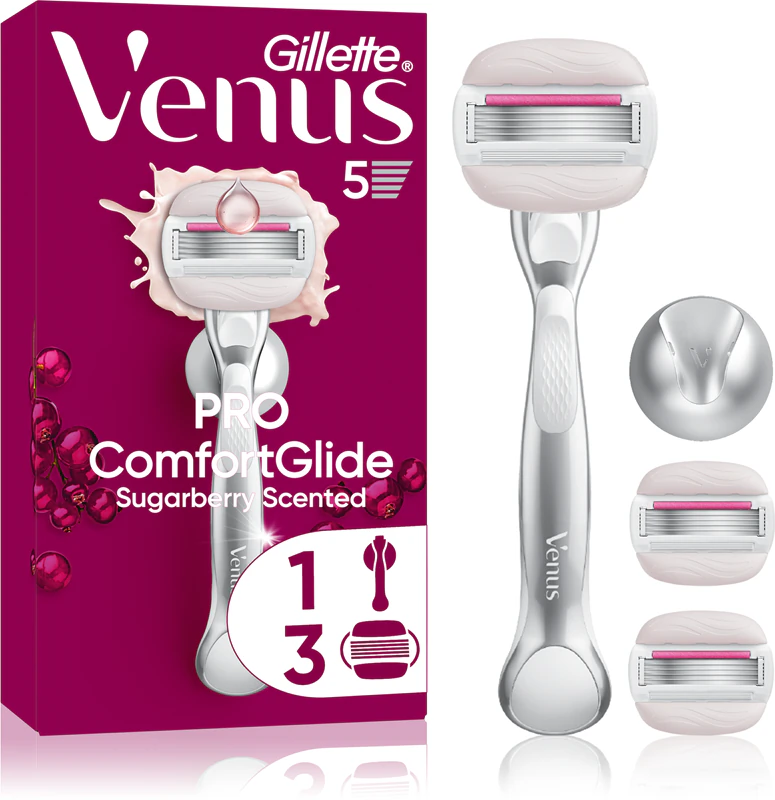 Gillette Venus PRO ComfortGlide Sugarberry Damenrasierer mit Duschhalterung