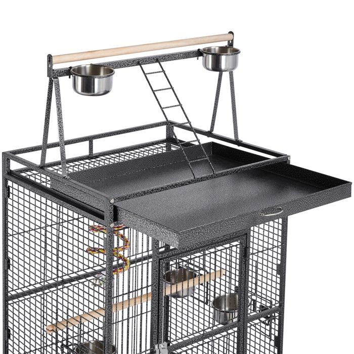 Jaula para pájaros de 81 x 76 x 174 cm para periquitos, cacatúas, loros y canarios - Metal - con zona de juegos - Yaheetech