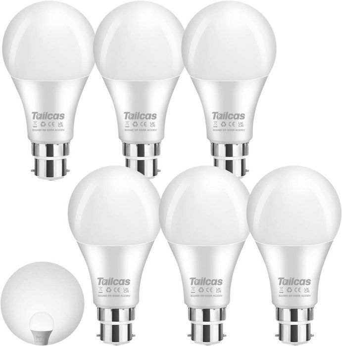 Bombilla LED tipo globo A60, base B22, equivalente a 100 W, forma esférica, luz blanca fría de 6000 K, paquete de 6
