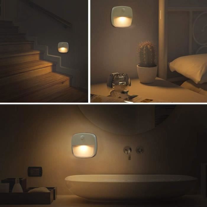 3 Veilleuse Led, Lampe de Nuit Murale avec Détecteur de Mouvement autocollante, Veilleuse Murale pour Salle de Bains, Chambre,