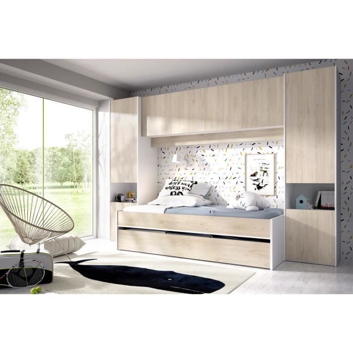 KWAI Kinder-Ausziehbett mit mehreren Staufächern – 90 x 190 cm