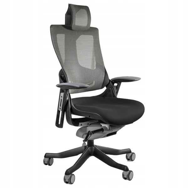 Ergonomiczny fotel biurowy WAU 2 czarny siatka/tkanina