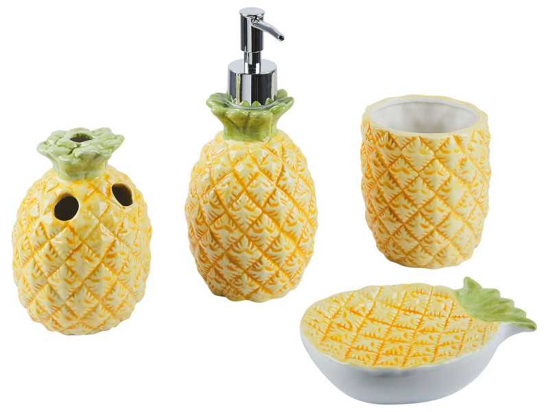Zestaw akcesoria łazienkowe dolomit żółty ananas