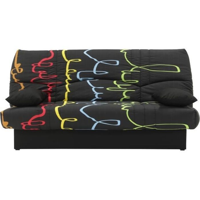 Canapé convertible clic clac 3 places - Tissu motif Graffiti - L 190 x P 92 cm - DREAM - Style Contemporain