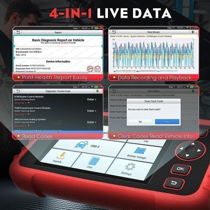2026 LAUNCH CRP123i V3.0 Elite Multi-Brand Autodiagnoseapparaat, ENG/ABS/SRS/AT 4-systeem, 7 resetfuncties