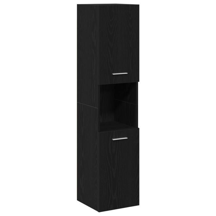 Bathroom furniture set - Black oak - 4 pieces - Engineered wood - Contemporary style