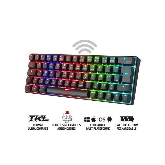 Tastiera da gioco - SPIRIT OF GAMER - XPERT K200 - Meccanica - Wireless - AZERTY 60% - RGB