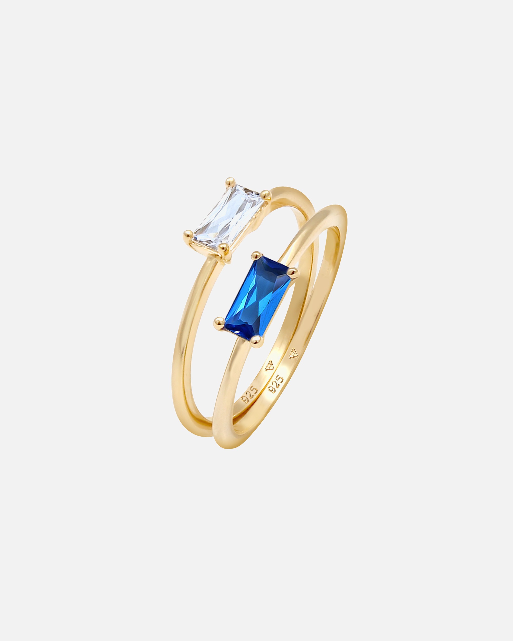 Elli PREMIUM Set Zirkonia Synthetischer Saphir 925 vergoldet