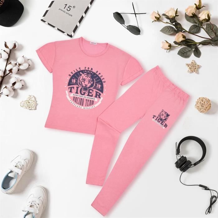 Tiger Racing Team Pinkes T-Shirt & Leggings Set für Babymädchen