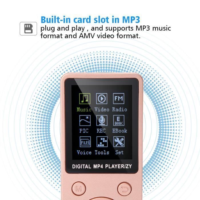 MP4 Player - Not specified - 32 GB - 1.8-inch screen - 8-hour battery life - Rose Gold