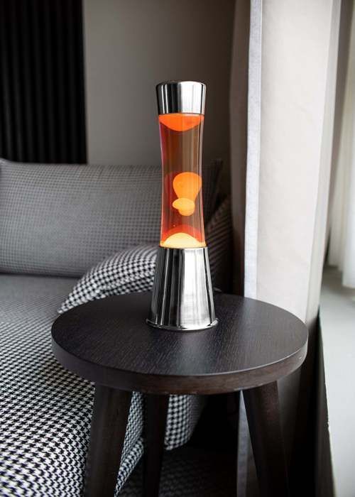 Lampe à lave - FISURA - Orange - Base en chrome - 11 cm x 11,5 cm - Intérieur