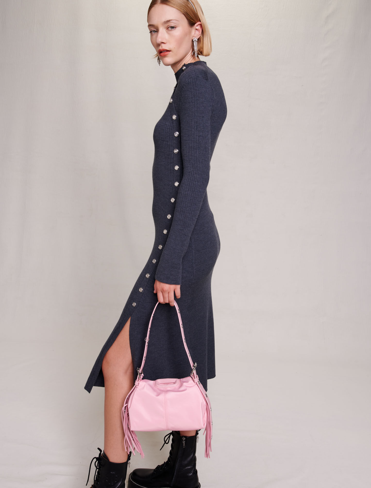 Rochie lungă tricotată - Gri