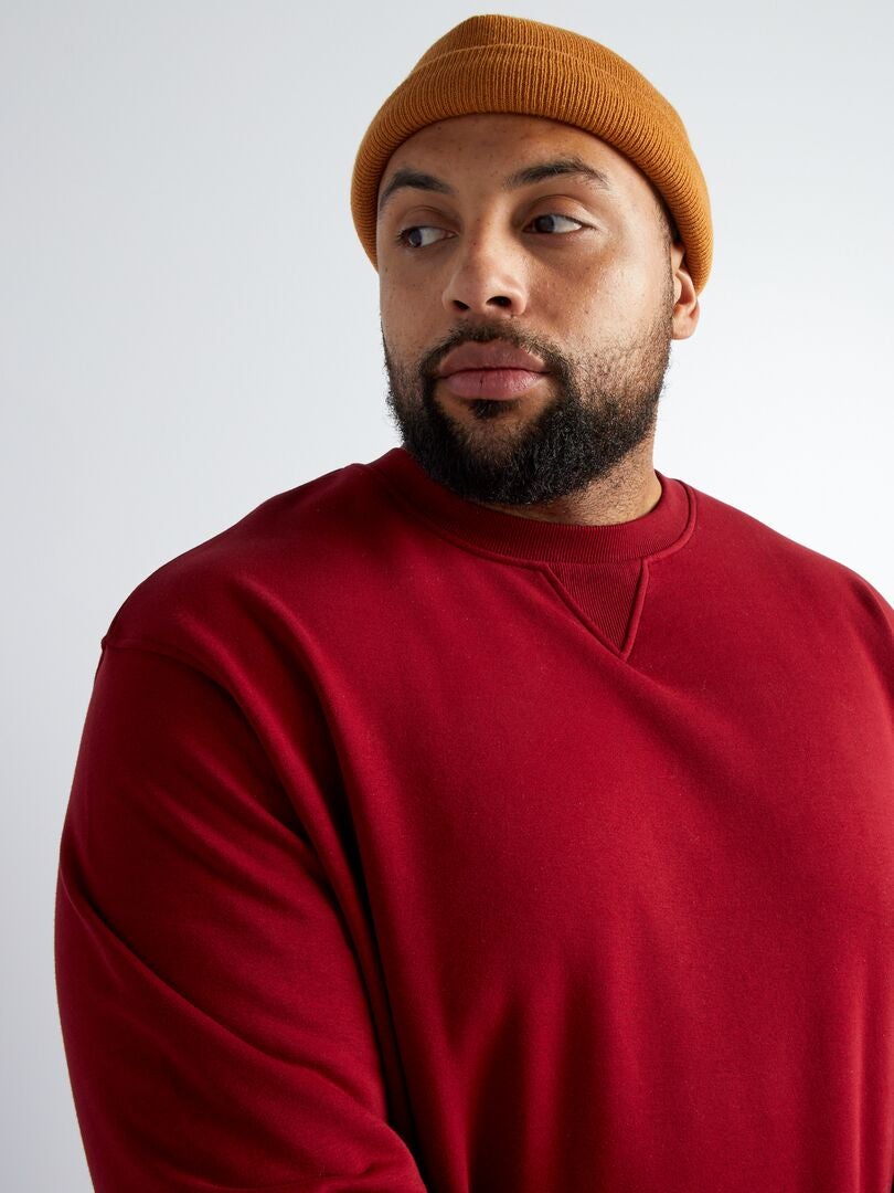 Trui met ronde hals van fleece - ROOD