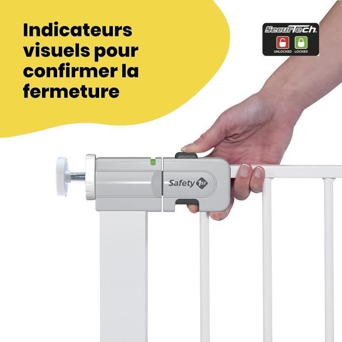 SAFETY 1ST Barrière de sécurité enfant Easy Close - Métal - 73 à 80 cm - pression, sans vis ni perçage - Blanc