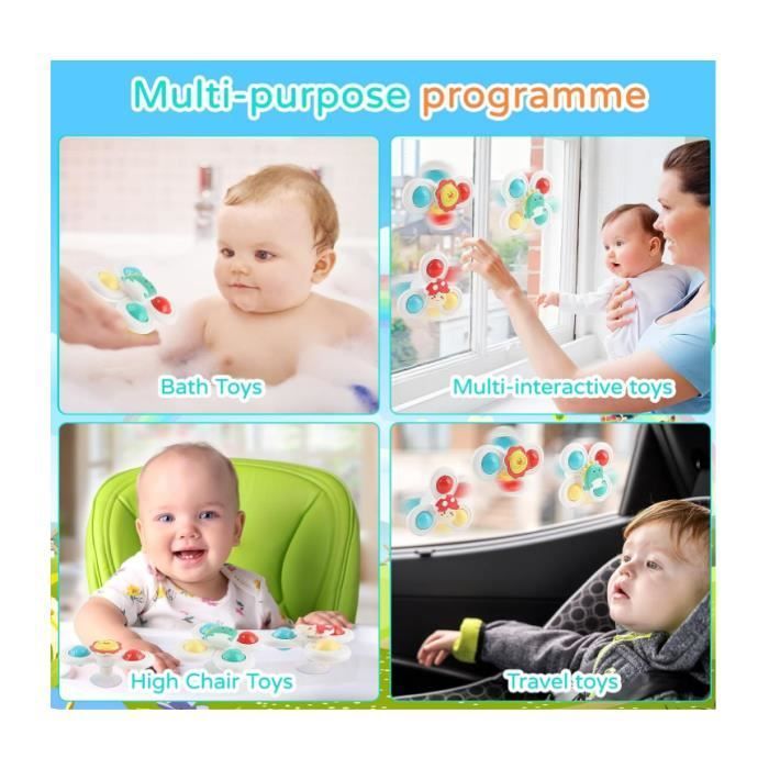 Juguete de baño para bebés - Spinner con ventosa - Color: Blanco - Sonidos fuertes - Diseños bonitos - Unisex