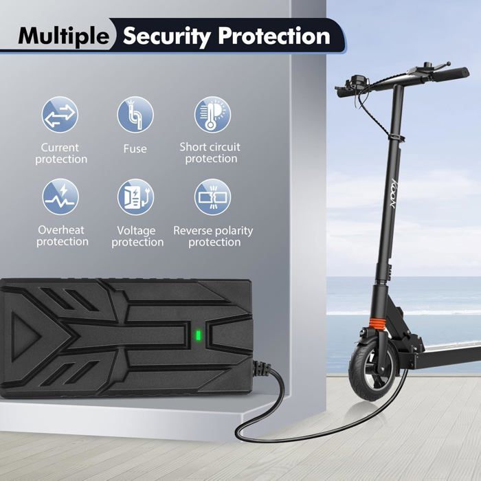 Cargador para patinete eléctrico de 54,6 V y 2 A, cargador para hoverboard de 42 V, cargador universal para baterías de litio de 48 V con 6 conectores.