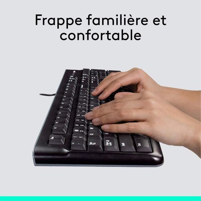 Combo de teclado y ratón con cable Logitech MK120 - AZERTY - Negro