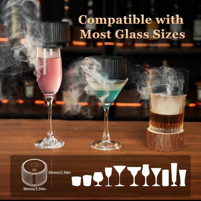 Kit de fumoir à Whisky électrique avec 4 Modes d'éclairage, 6 copeaux de Bois, sans Butane, pour Hommes, Papas et Maris