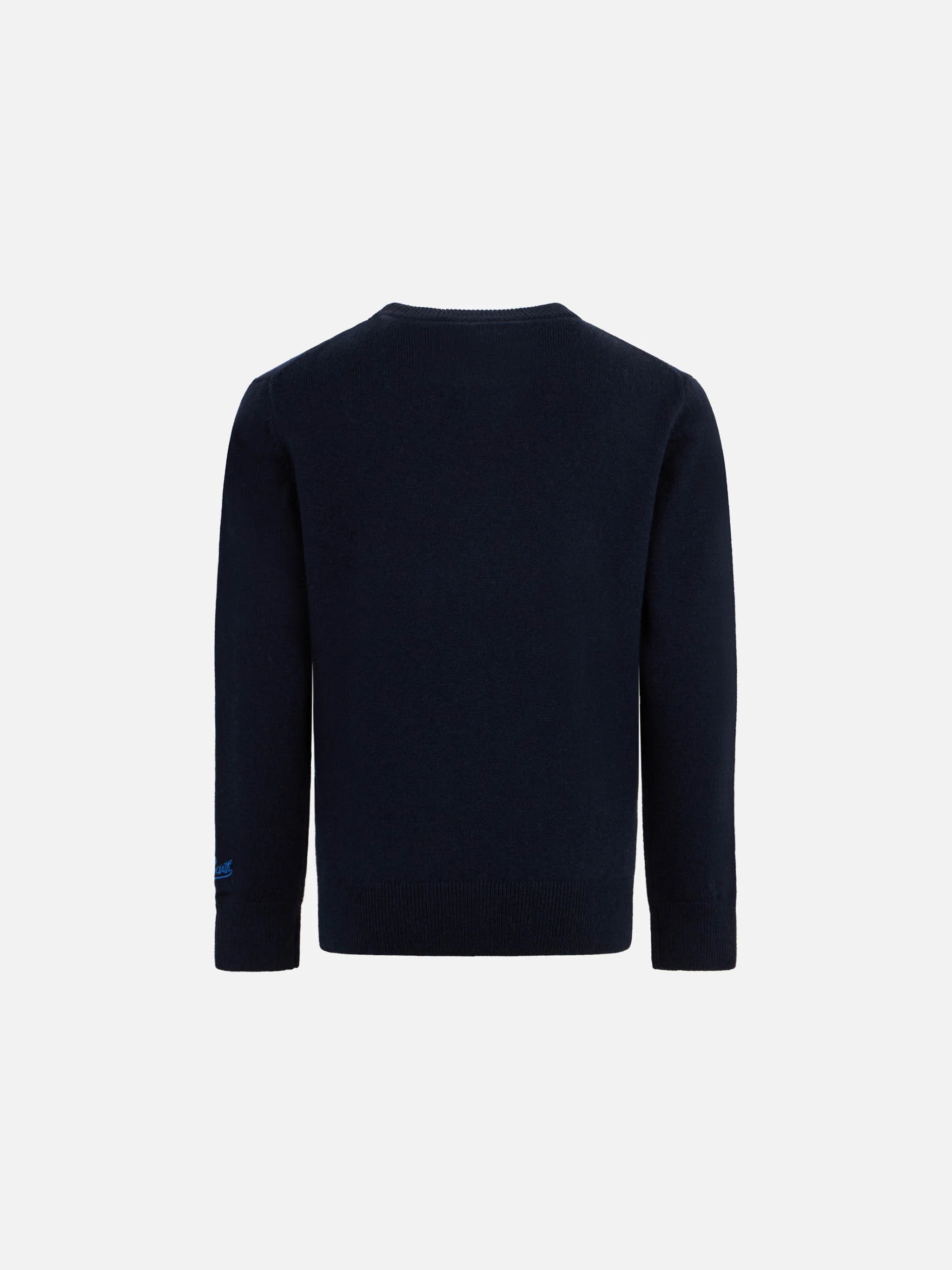 Maglione da bambino girocollo con stampa jacquard di automobili